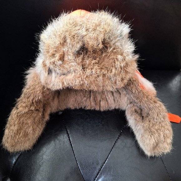 Nathaniel Cole Rabbit Fur Men Size Small Aviator Hat in Orange, BNWT - Picture 5 of 5
